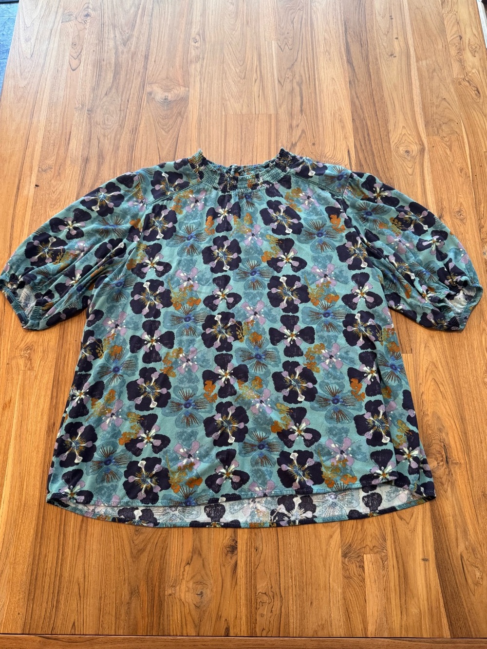 Knox Rose Floral Shirt Women’s Large Lightweight Blouse Short Sleeve